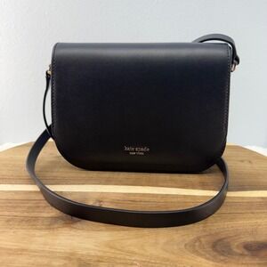 Kate Spade New York Nadine Medium Flap Shoulder Bag Black Leather Crossbody Pink